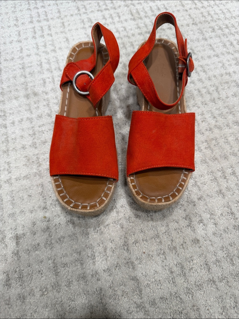 Women's Red Suede Buckle Sandals - only worn 1 time.